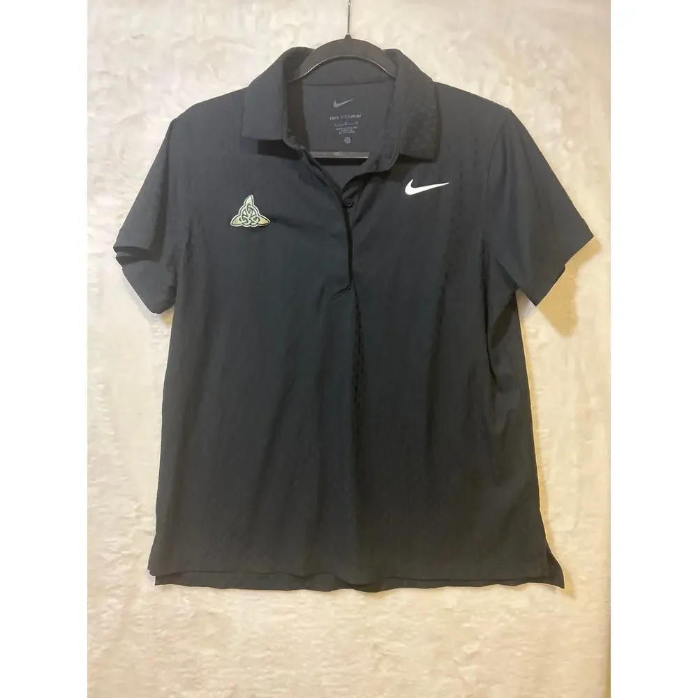 Nike Dri-FIT Women's Large Black Golf Polo Shirt Celtic Logo
